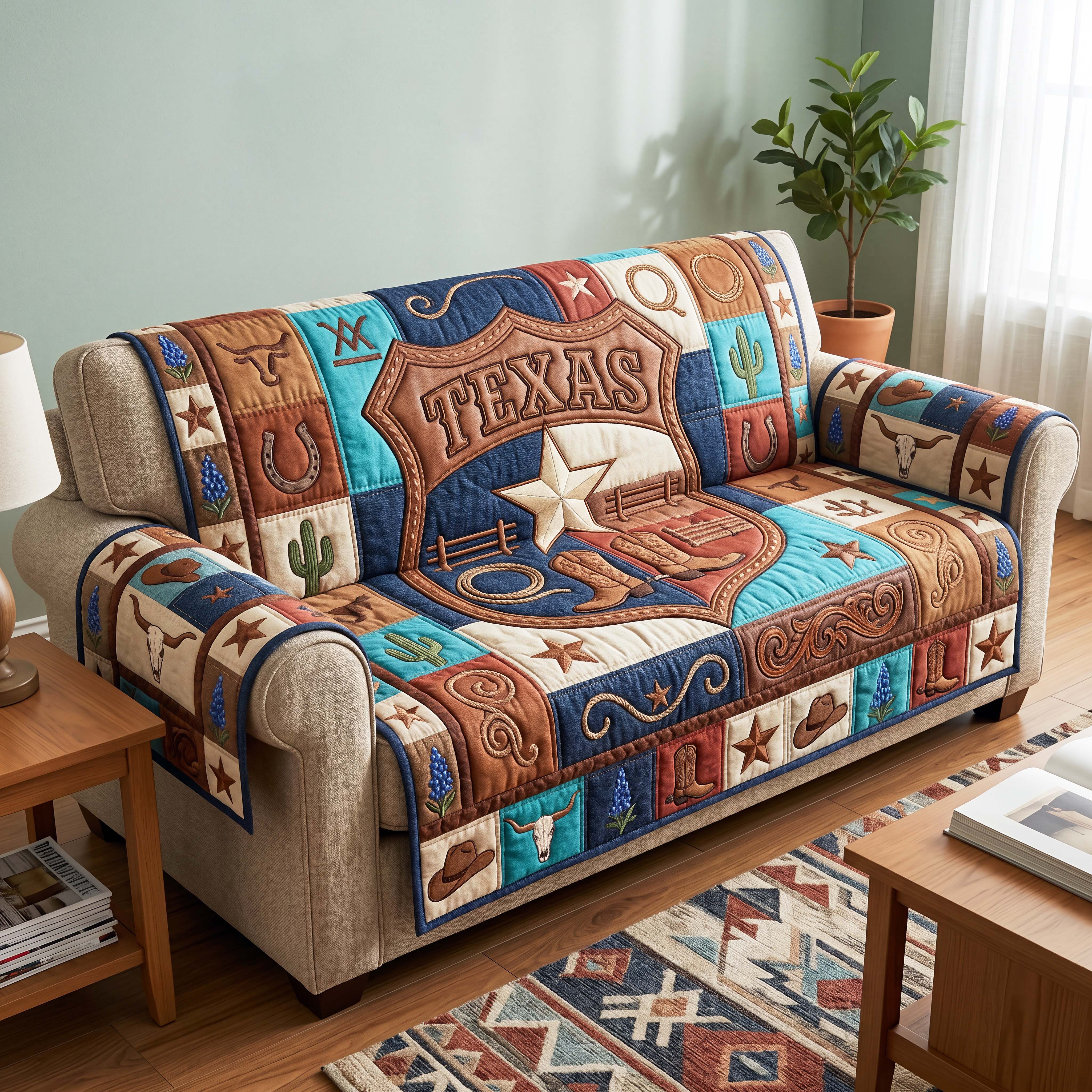 Western Legacy Quilted Sofa Cover Western Pride Couch Cover Interior Design Gift Ideas