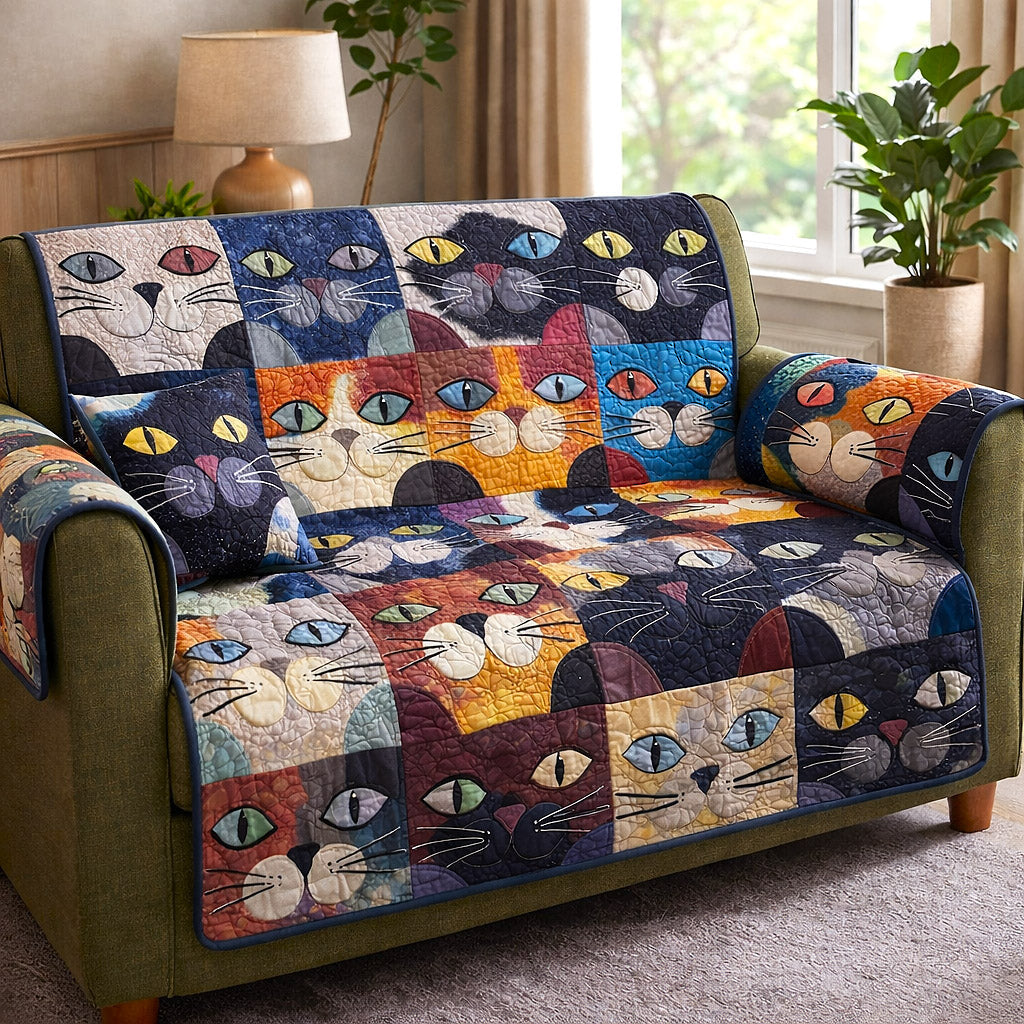 Whisker Charm Quilted Sofa Cover Classic Whisker Couch Cover Cool Room Decor