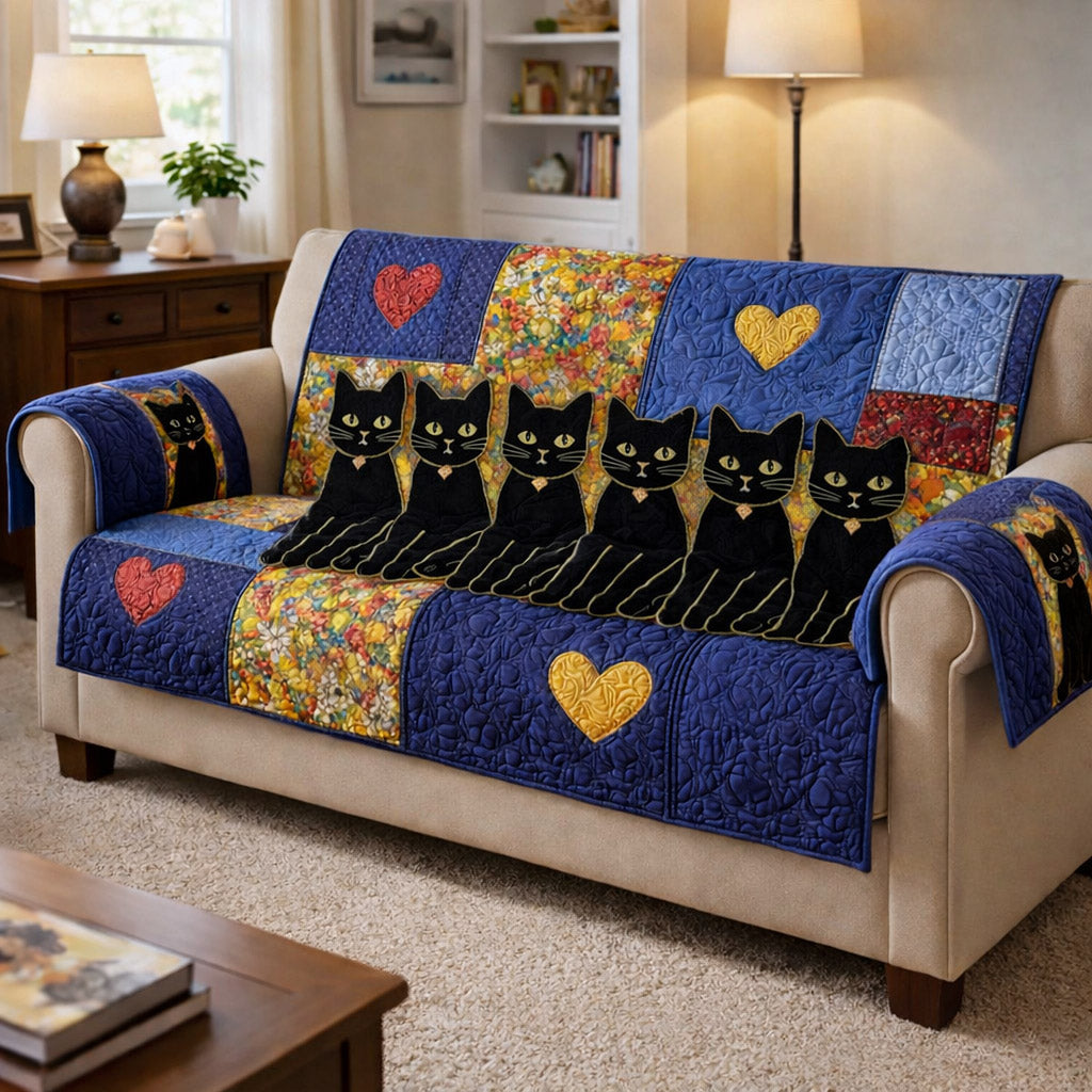 Whisker Charm Quilted Sofa Cover Cozy Whisker Couch Cover Room Decor Gift