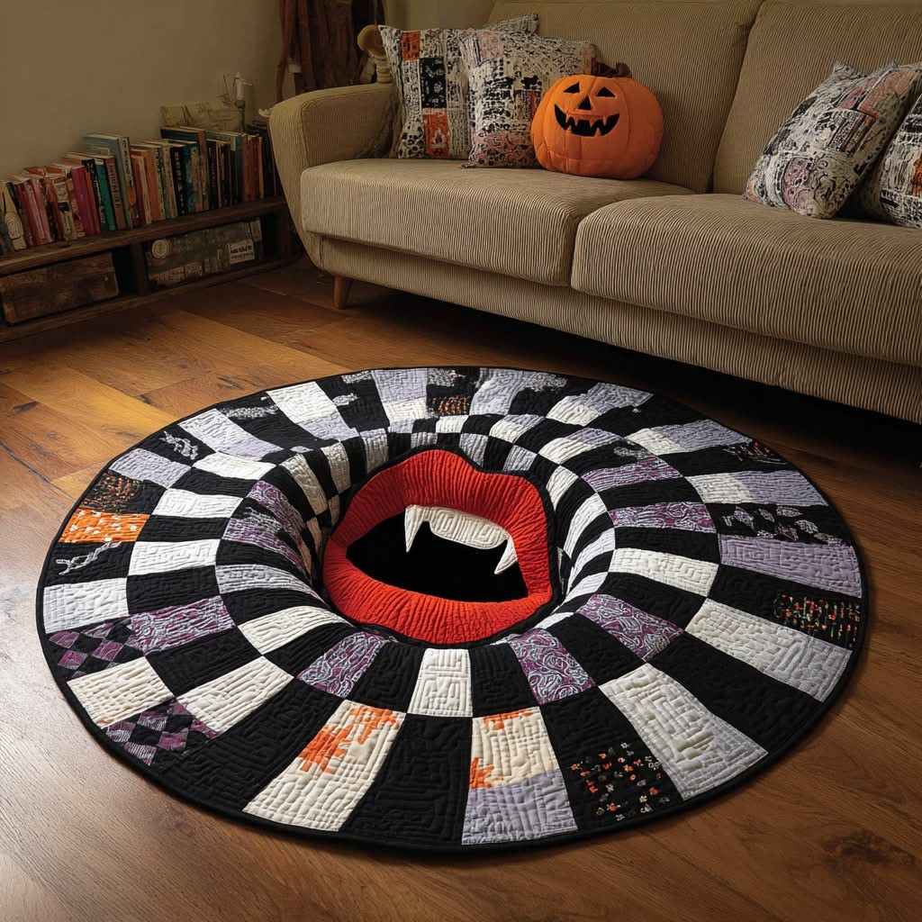 Wicked Spiral Vampire Halloween Black Hole Quilted Round Mat Circle Rug Floor Decorations