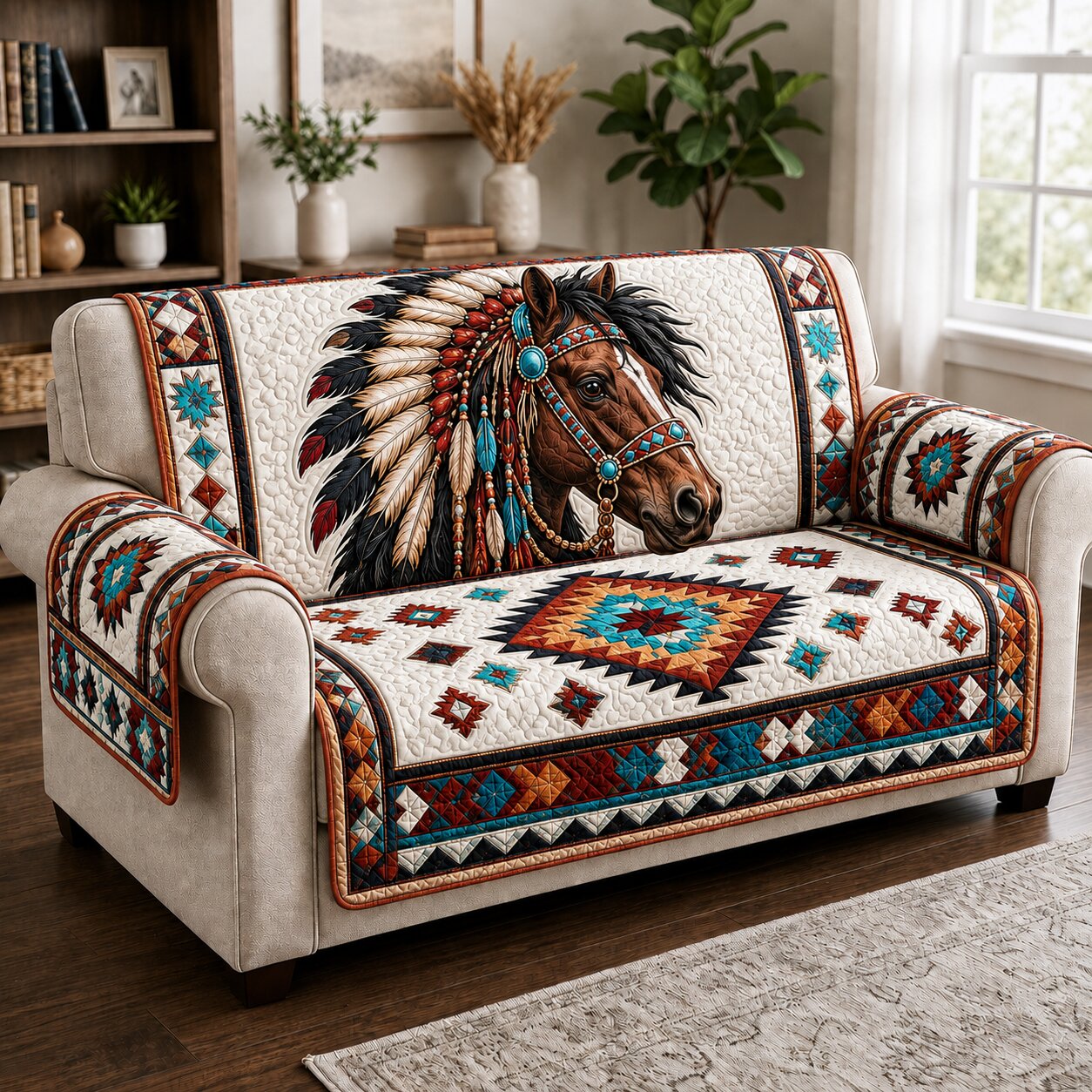 Wild Horse Quilted Sofa Cover Horse Freedom Couch Cover Gift For Room Lovers