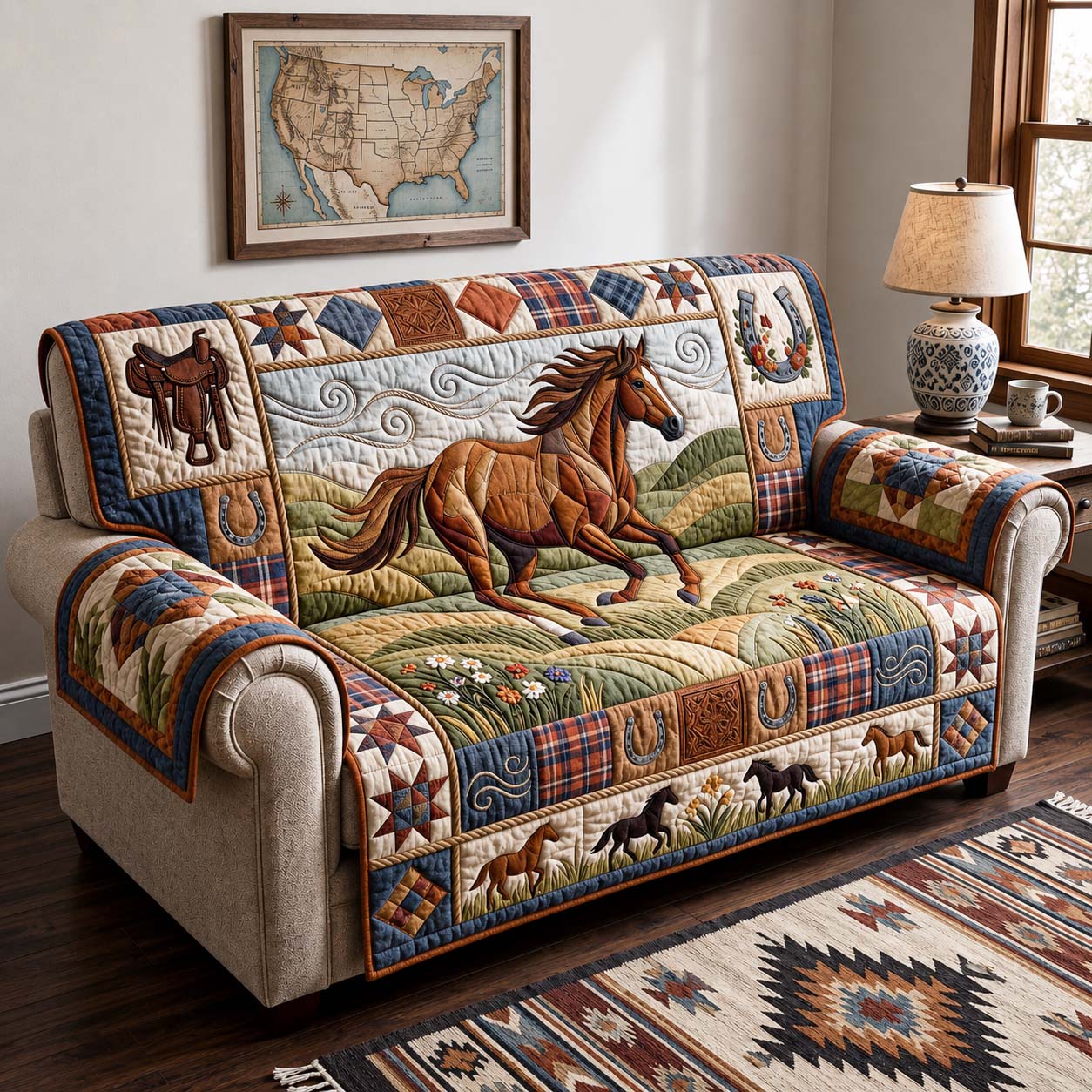 Wild Prairie Quilted Sofa Cover Cozy Wild Couch Cover Interior Design Gift Ideas