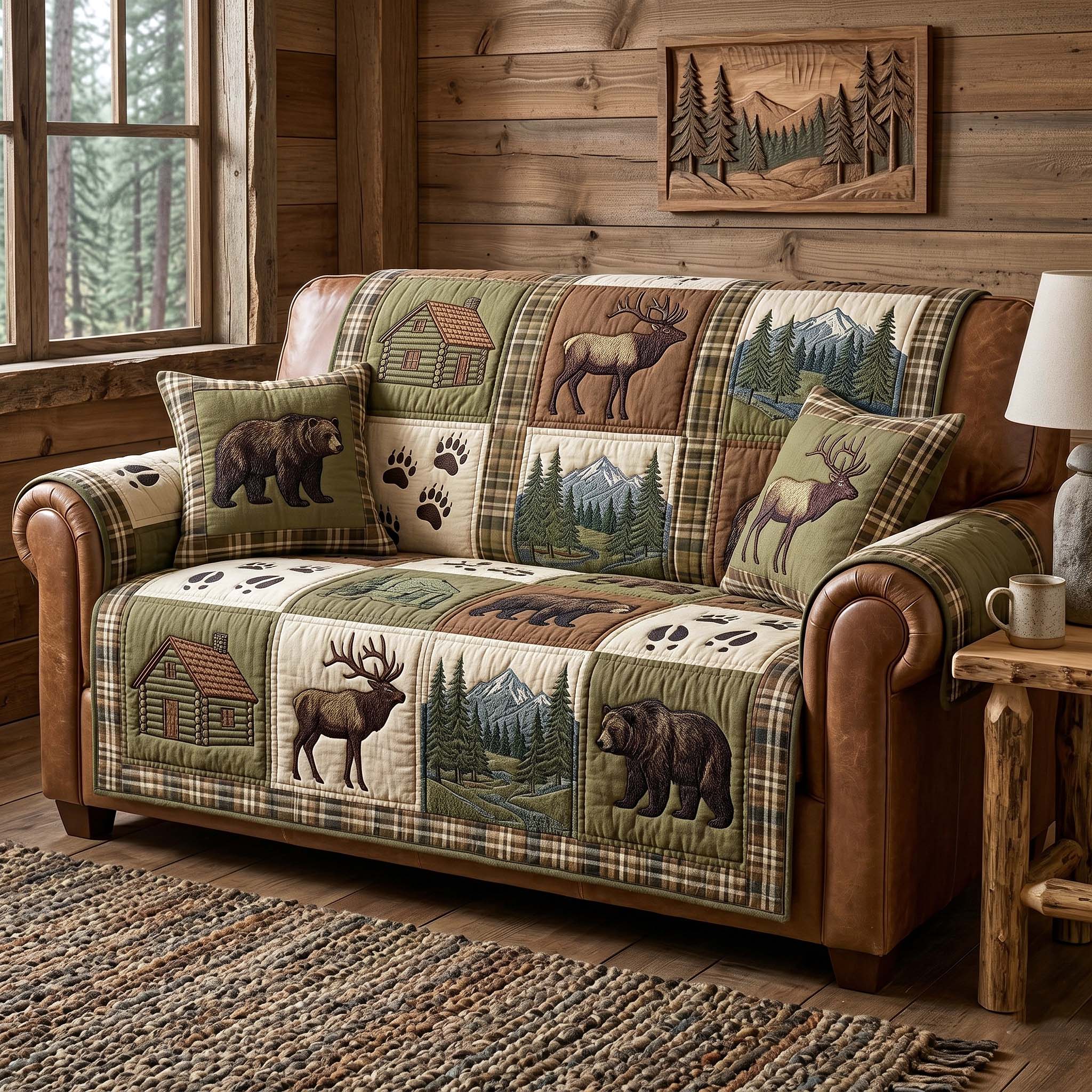 Woodland Dream Quilted Sofa Cover Forest Dream Couch Cover Gift For Room Lovers