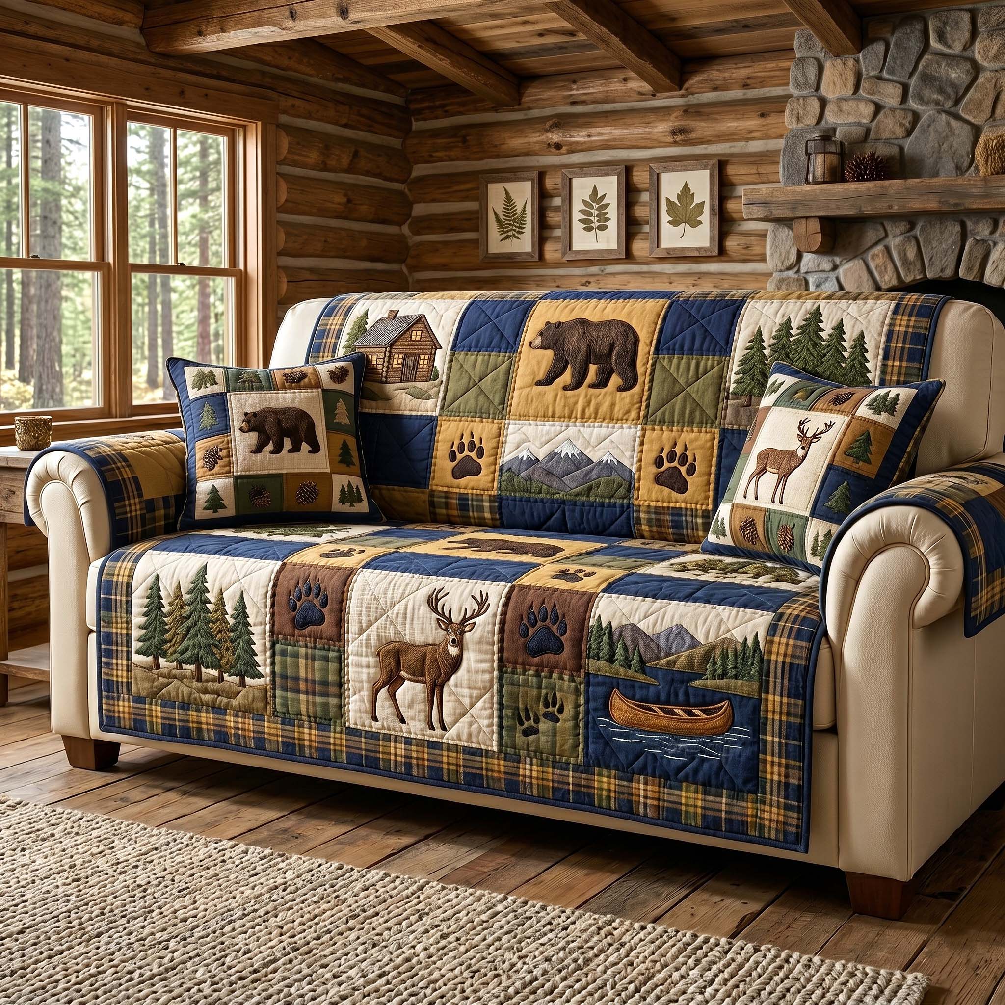 Woodland Dream Quilted Sofa Cover Forest Spirit Couch Cover Home Lover Gift Ideas