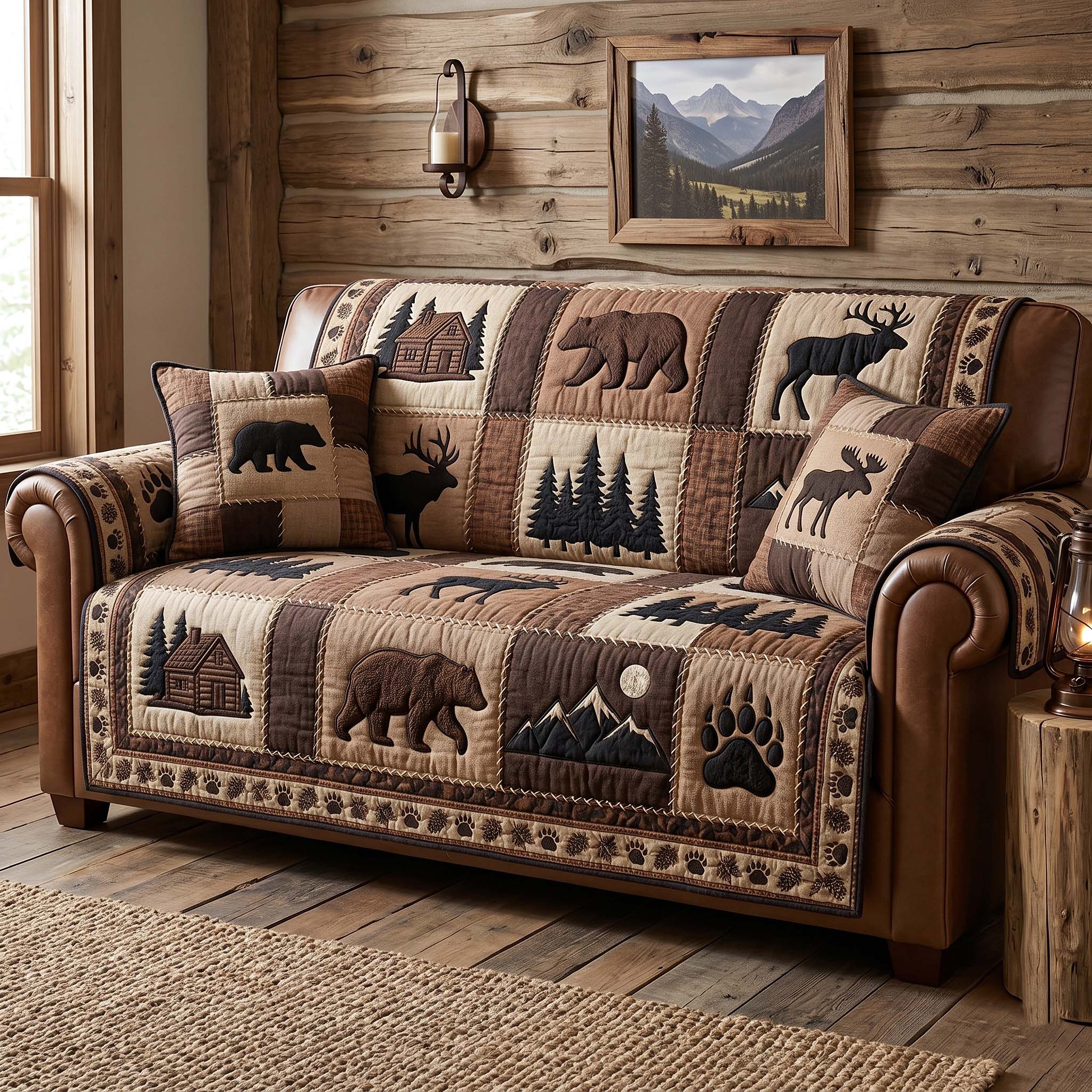Woodland Dream Quilted Sofa Cover Woodland Charm Couch Cover Gifts For House Lovers