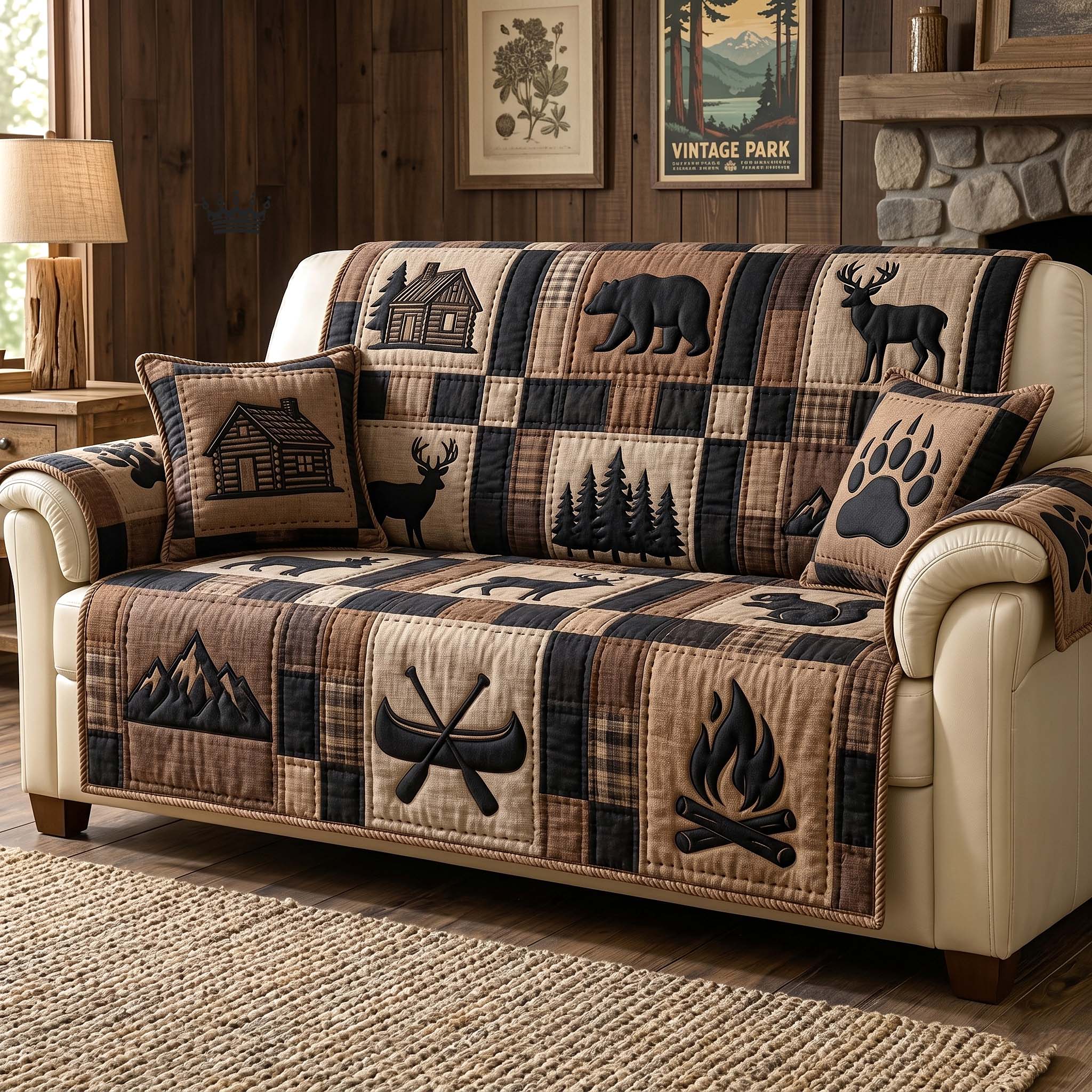 Woodland Dream Quilted Sofa Cover Woodland Dream Couch Cover Gift For House Lover