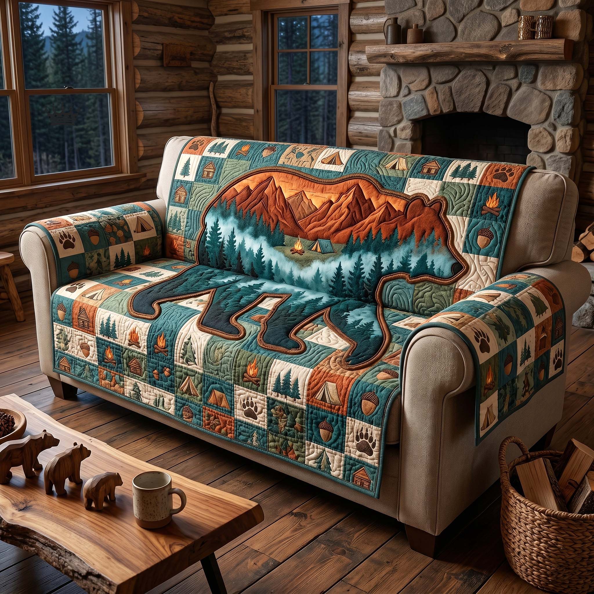 Woodland Dream Quilted Sofa Cover Woodland Magic Couch Cover House Lover Gift Ideas