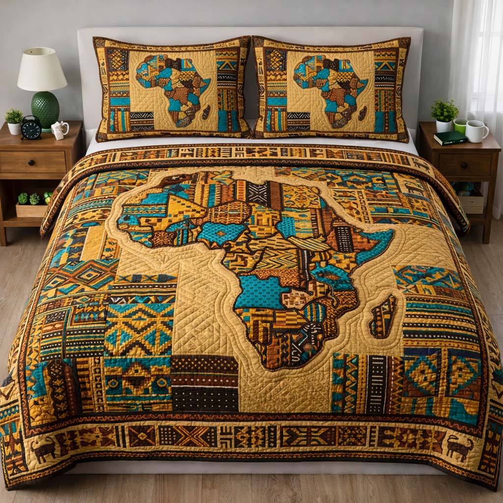 Africa Legacy Quilted Bedding Set African Heritage Coverlet Set Home Gifts For Her
