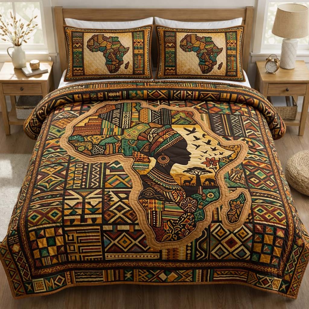 Africa Legacy Quilted Bedding Set African Heritage Coverlet Set New Home Gift