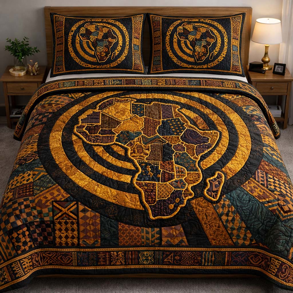 Africa Soul Quilted Bedding Set African Heritage Coverlet Set Home Gift