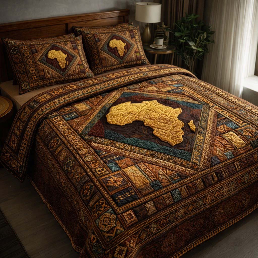 African Heritage Patchwork Quilted Bedding Set African Heritage Coverlet Set New Home Gift