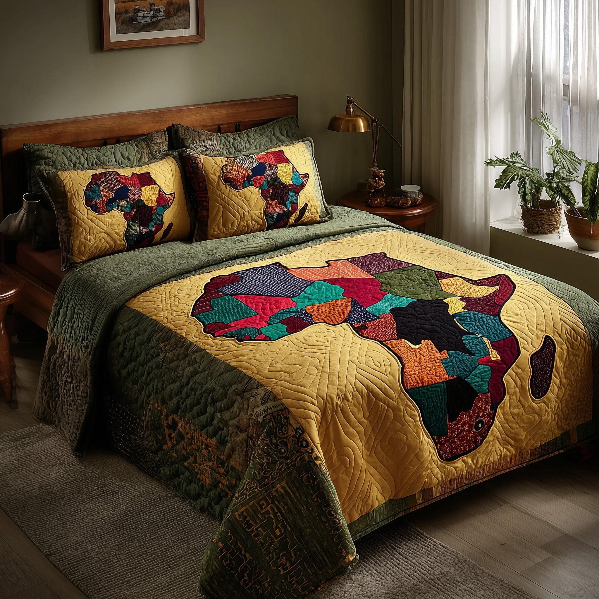 African Heritage Quilted Bedding Set African Heritage Coverlet Set Room Gift For Her