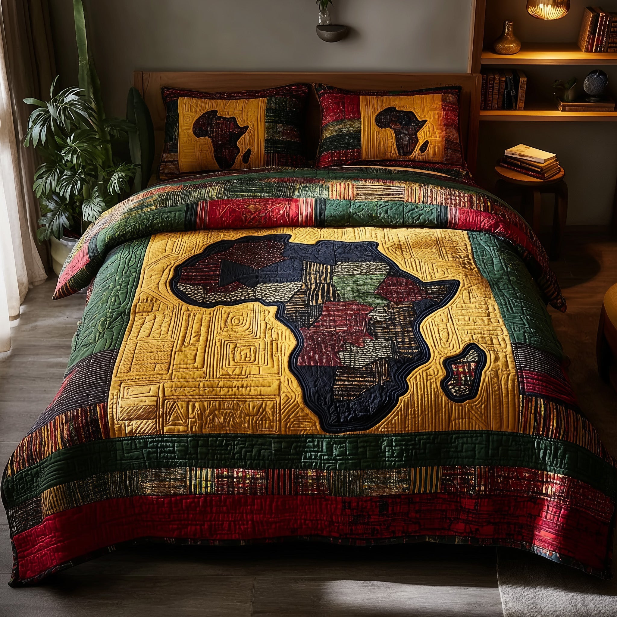 African Heritage Quilted Bedding Set African Heritage Coverlet Set Room Gift For Him