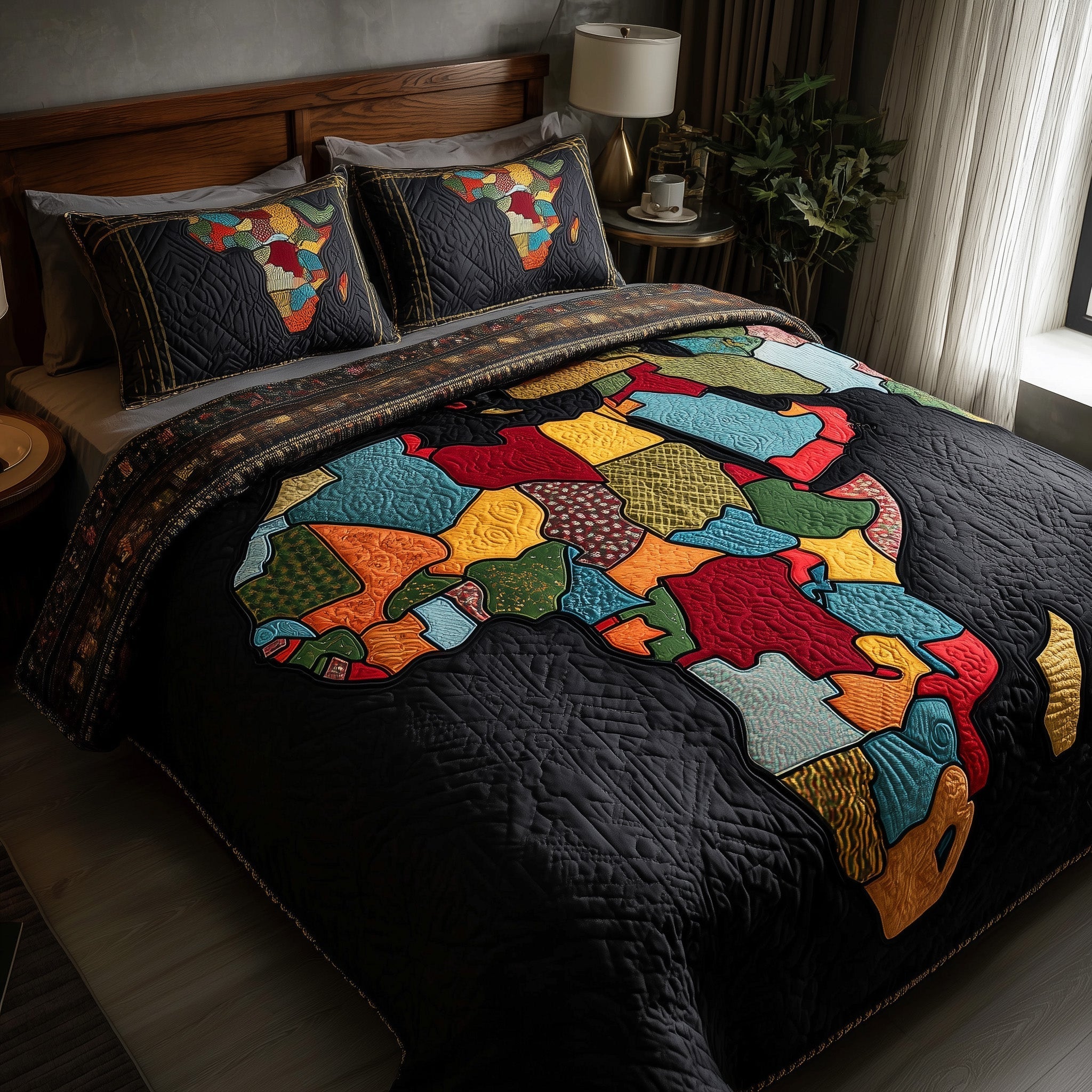 African Heritage Quilted Bedding Set African Heritage Coverlet Set Room Lover Gift