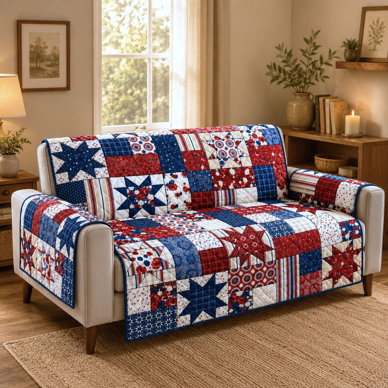 America Quilted Sofa Cover Patriotic Pride Quilted Couch Cover Present For Home Lovers