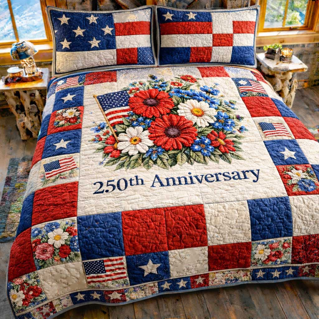 American Pride Quilted Bedding Set Patriotic America Coverlet Set New Home Gift Ideas