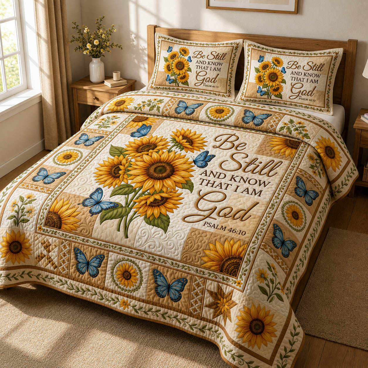 Be Still Quilted Bedding Set Christian Faith Coverlet Set Cool Gift