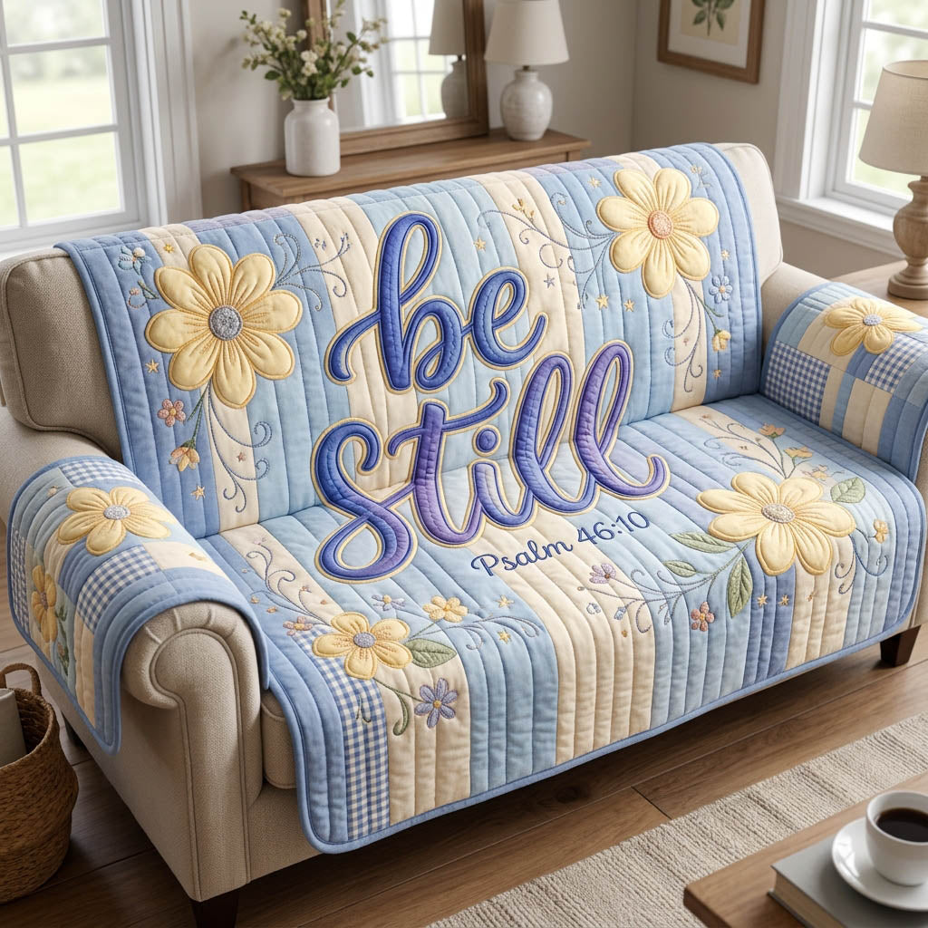 Be Still Stripped Quilted Sofa Cover Be Still Quilted Couch Cover Gift For House Lover