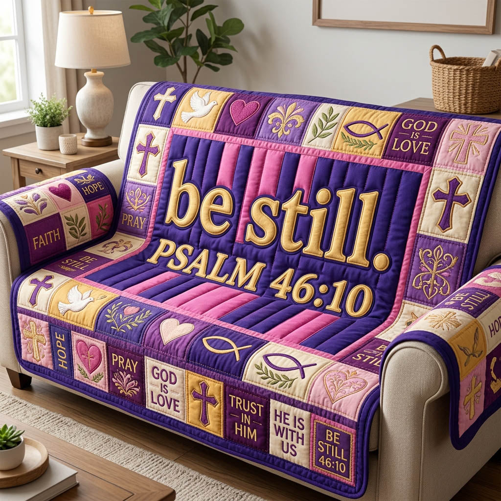Be Still Stripped Quilted Sofa Cover Be Still Quilted Couch Cover Gifts For Home Lovers
