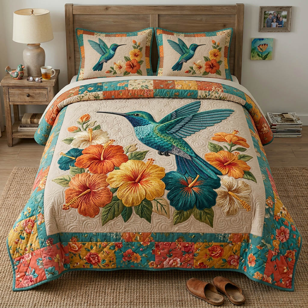 Blooming Garden Quilted Bedding Set Floral Garden Coverlet Set Cozy Home Decor Gifts