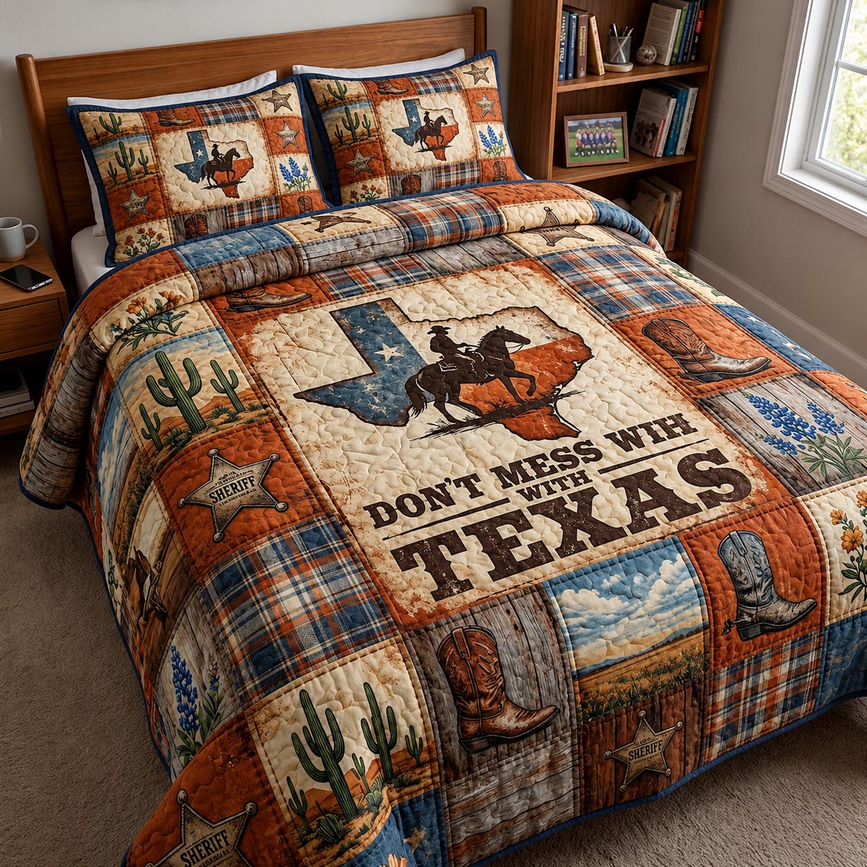 Bluebonnet State Quilted Bedding Set Texas Heritage Coverlet Set Present