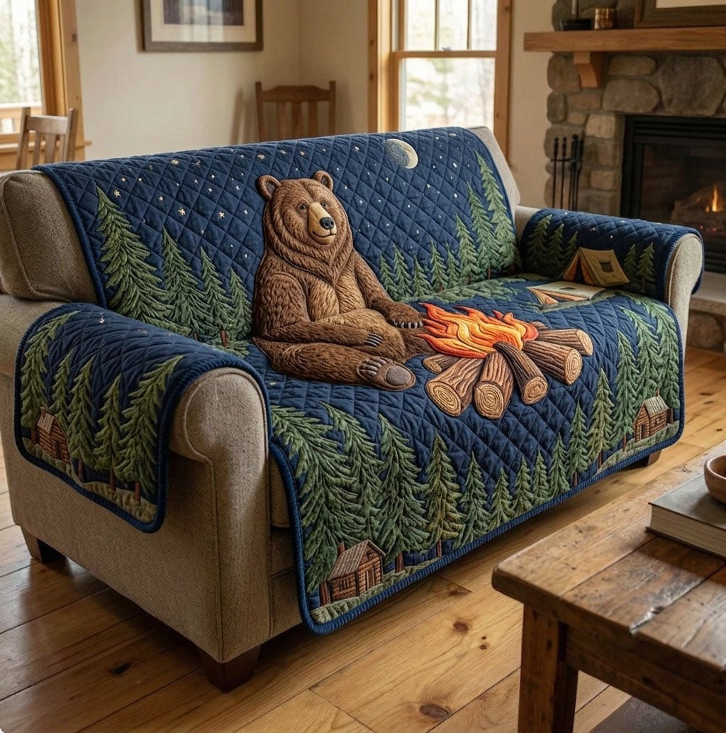 Camping Life Quilted Sofa Cover Wilderness Life Quilted Couch Cover Trendy Room Decor Gifts