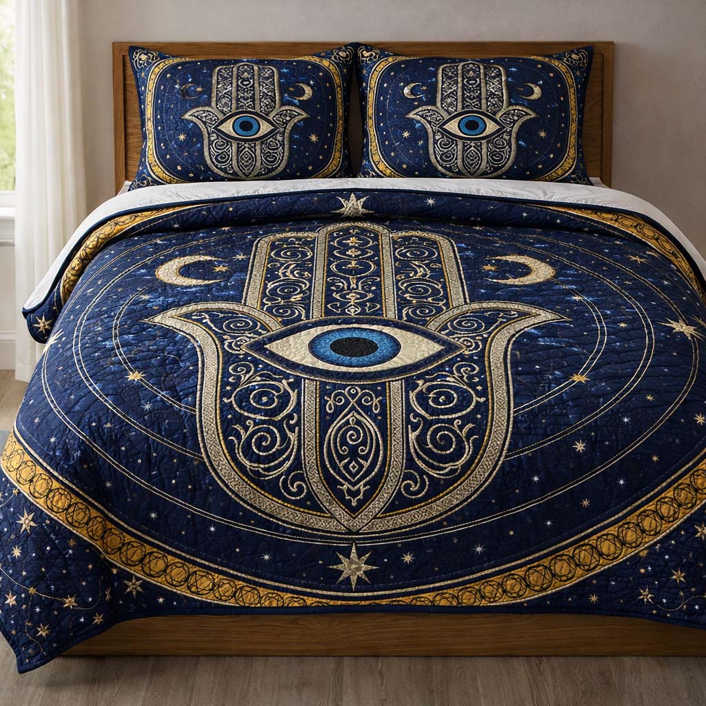 Celestial Palm Quilted Bedding Set Coastal Serenity Coverlet Set Home Gift For Him