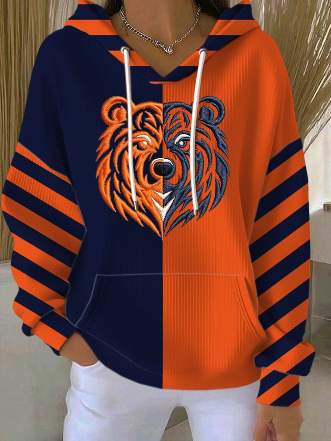 Chicago Bears Football V-Neck Long Sleeve Shirt Chicago Bears Fan Shirt Football Lovers Gift - Image 2