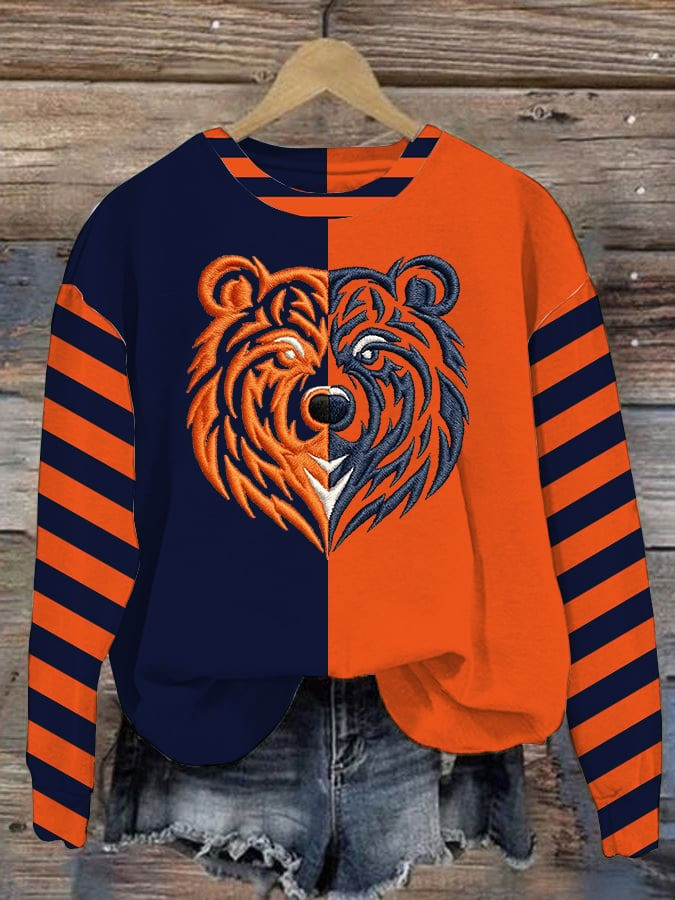 Chicago Bears Football V-Neck Long Sleeve Shirt Chicago Bears Fan Shirt Football Lovers Gift - Image 3