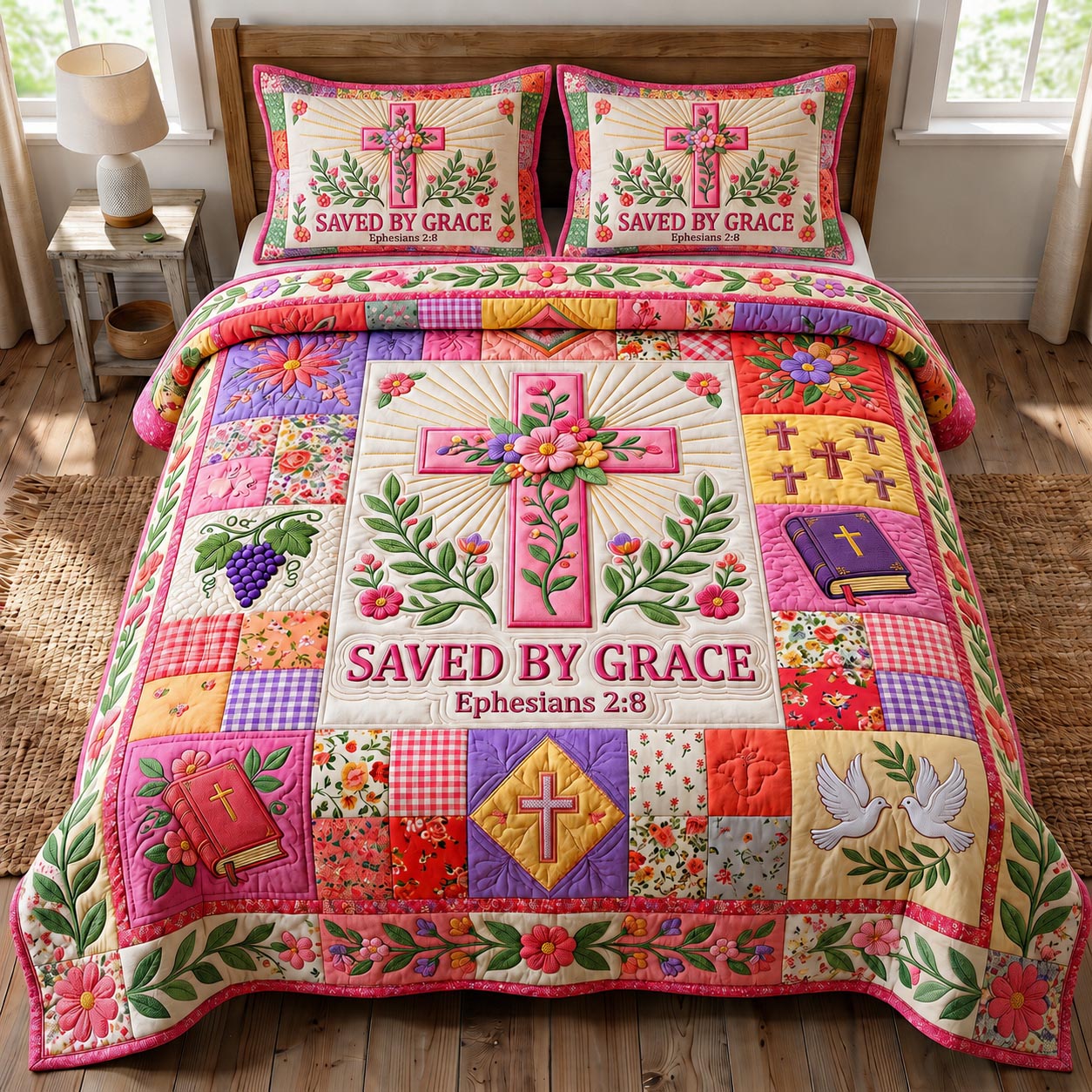 Christian Faith Quilted Bedding Set Christian Faith Coverlet Set Gift For House Lover