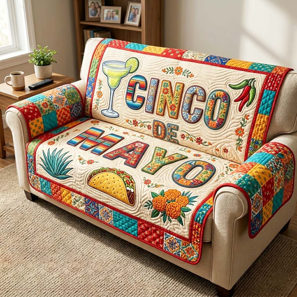 Cinco de Mayo Quilted Sofa Cover Cinco De Quilted Couch Cover Cozy Home Decor Gifts