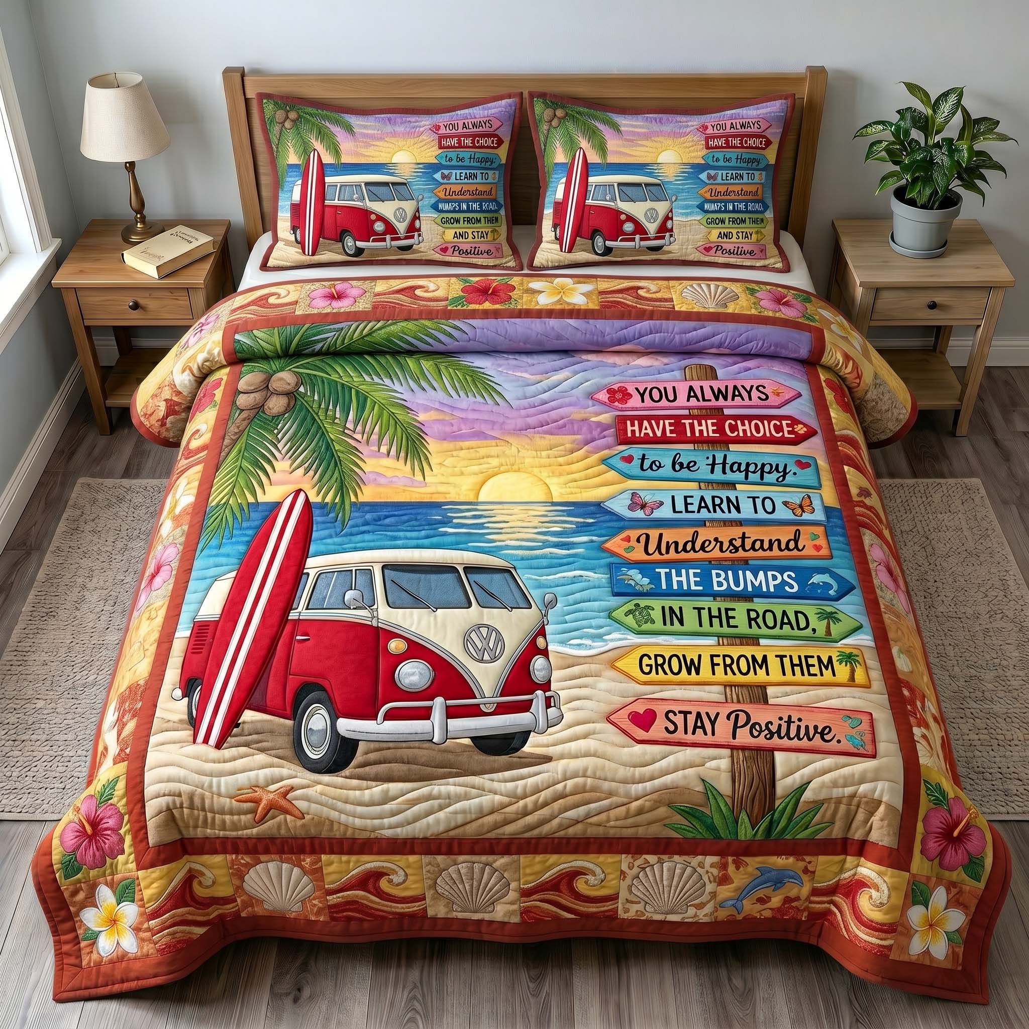 Coastal Wanderer Quilted Bedding Set Coastal Serenity Coverlet Set House Lover Gift