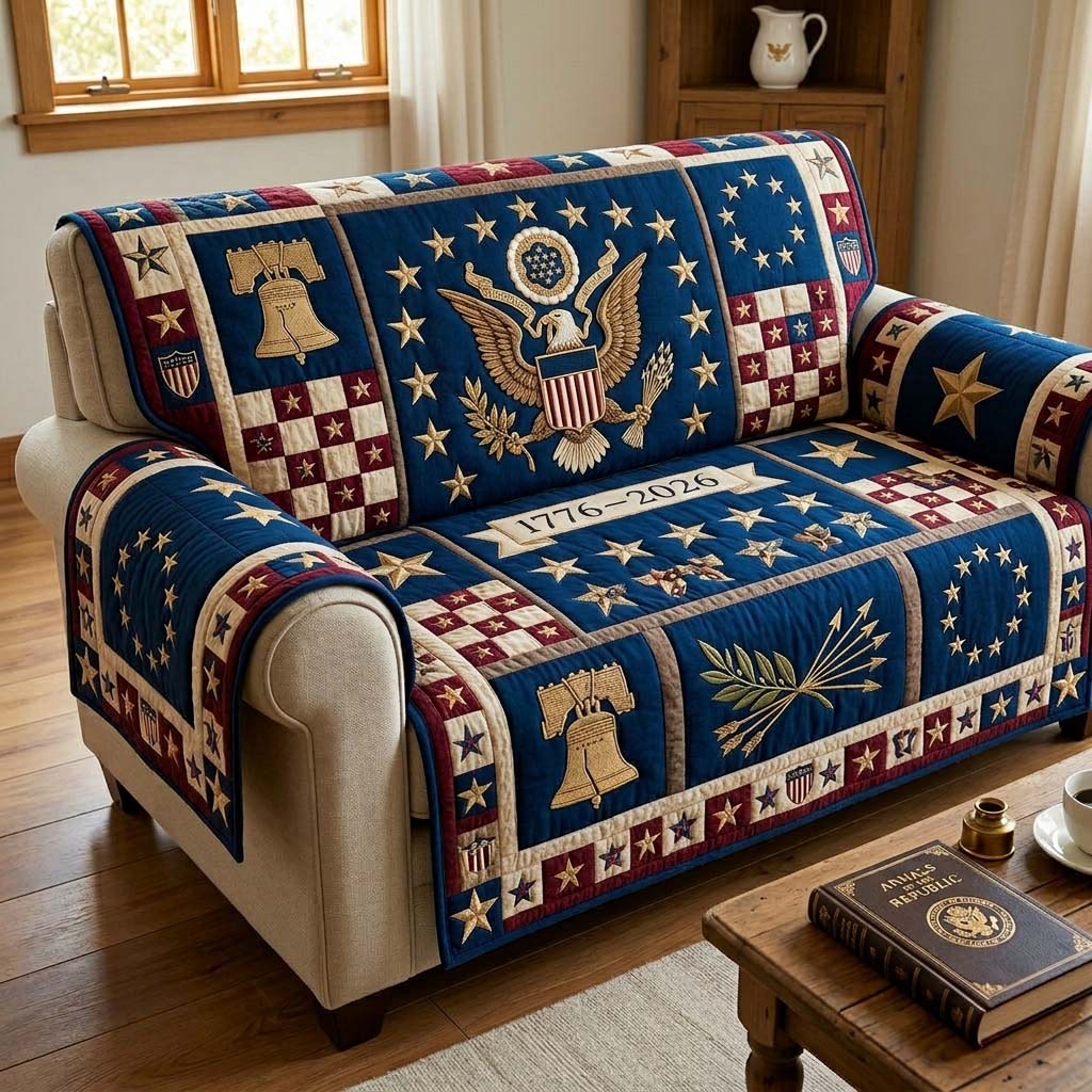 Colonial Star Patch Quilted Sofa Cover Colonial Star Quilted Couch Cover Great Gift Ideas