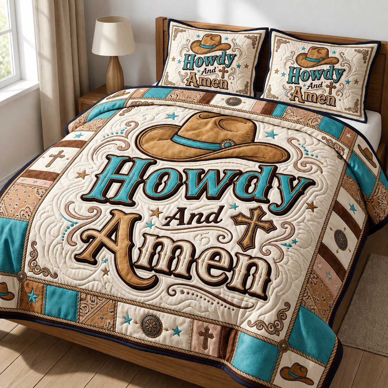 Cowgirl Quilted Bedding Set Cowgirl Lover Coverlet Set Interior Design Gift Ideas