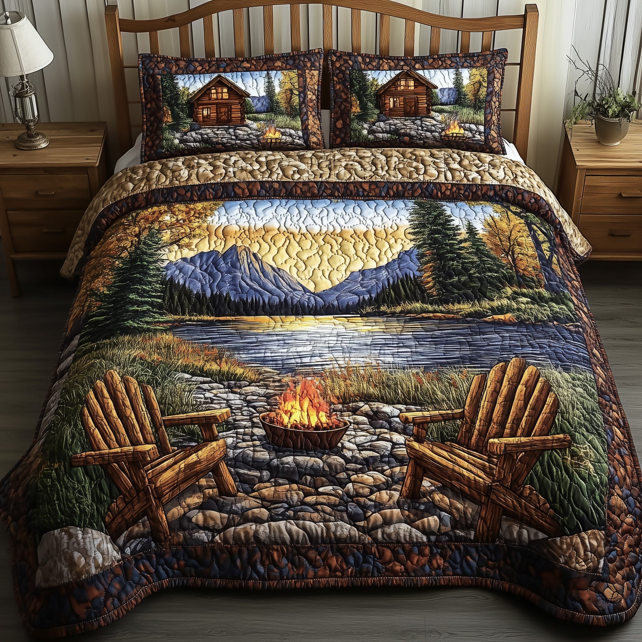 Cozy Harmony Quilted Bedding Set Rustic Lifestyle Coverlet Set Gift For New Home