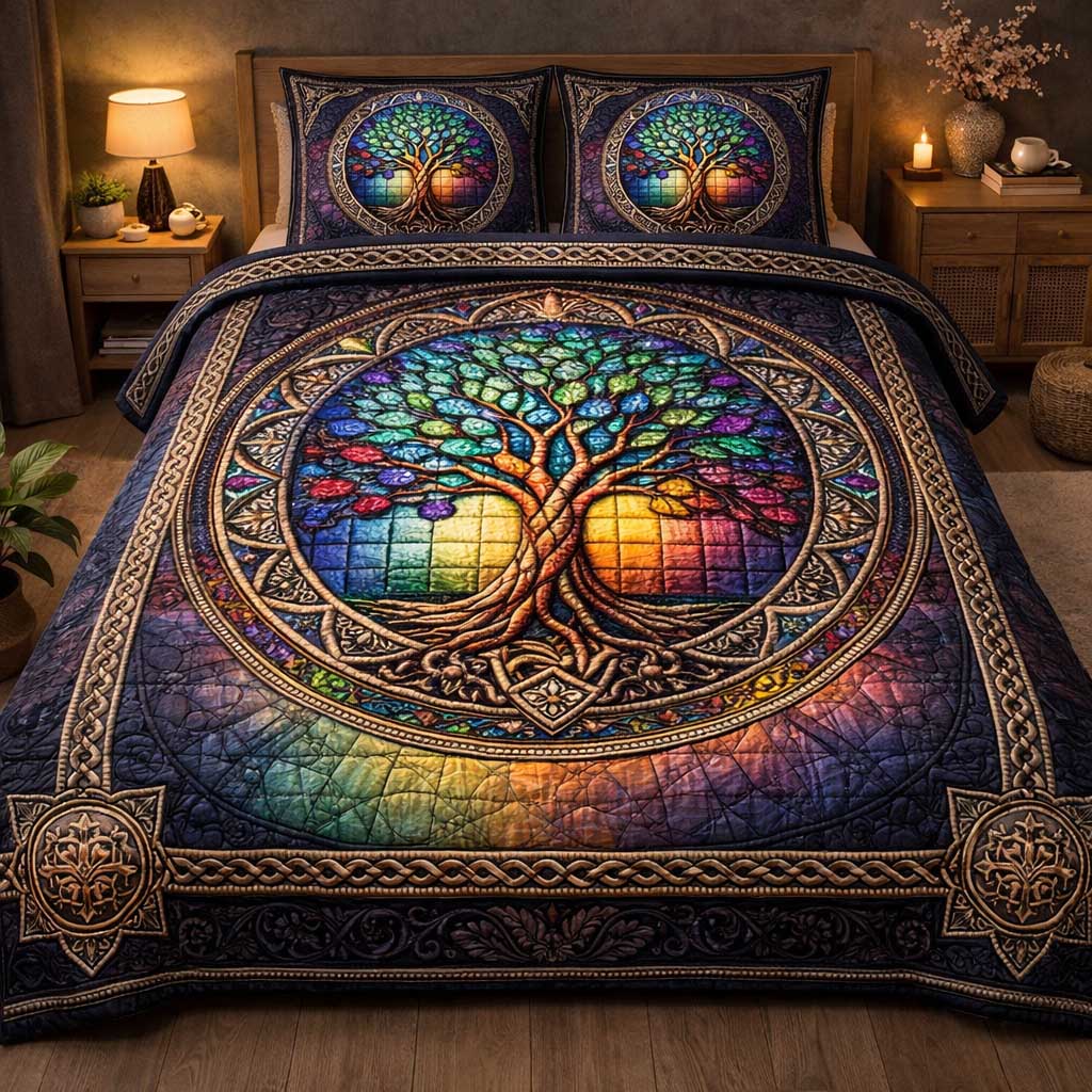 Divine Roots Quilted Bedding Set Cultural Heritage Coverlet Set Cute Gift