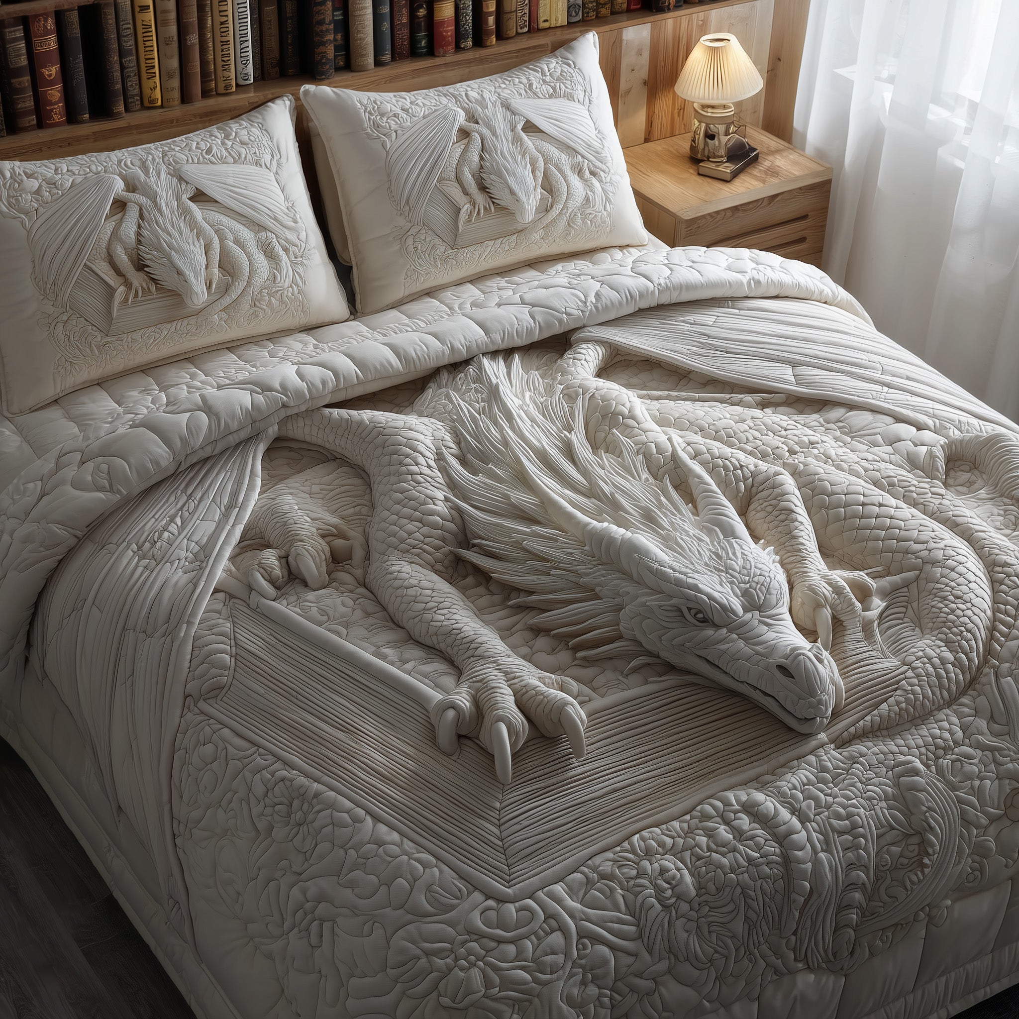 Dragon Quilted Bedding Set Dragon Lover Coverlet Set Gift For Home Lover