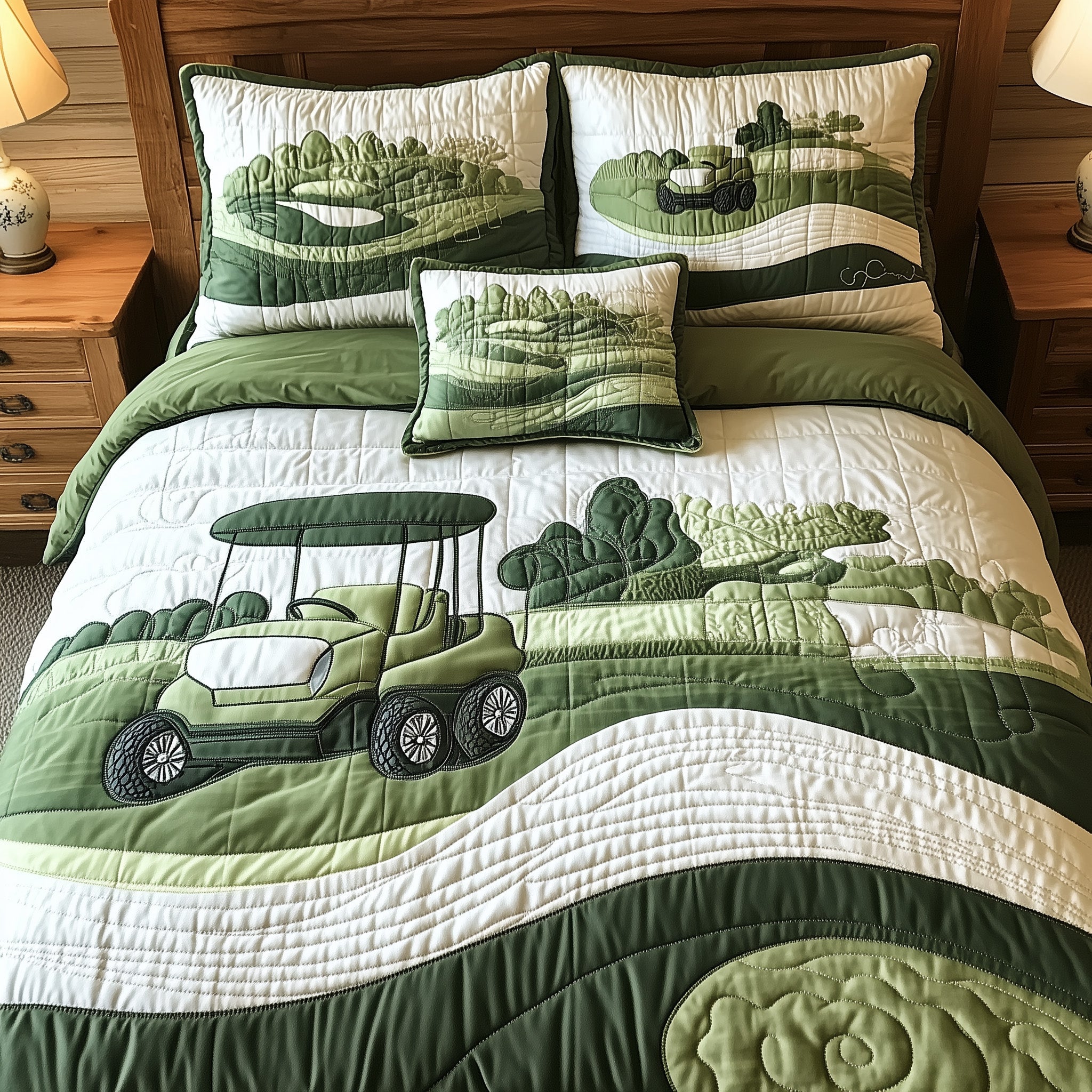 Fairway Dreams Quilted Bedding Set Golf Lifestyle Coverlet Set Gifts For Room Decor