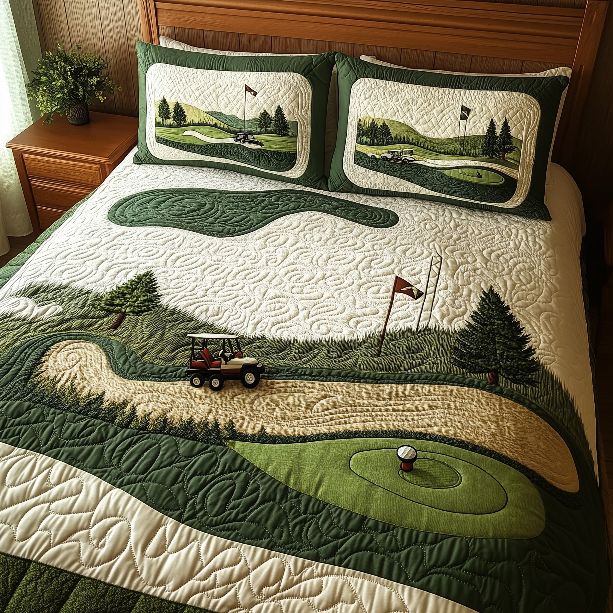 Fairway Dreams Quilted Bedding Set Golf Lifestyle Coverlet Set Trendy Room Decor Gifts