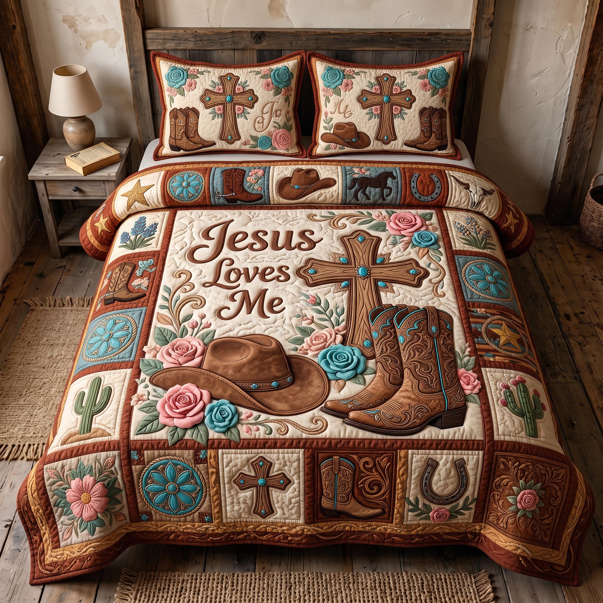 Faith Frontier Quilted Bedding Set Christian Faith Coverlet Set Great Home Decor Finds