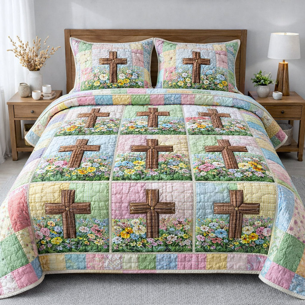 Faithful Sunrise Quilted Bedding Set Christian Faith Coverlet Set Presents For New Home