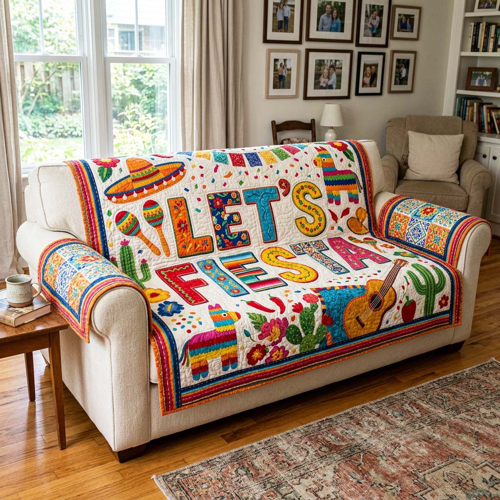 Fiesta Party Quilted Sofa Cover Fiesta Party Quilted Couch Cover Home Lover Gift