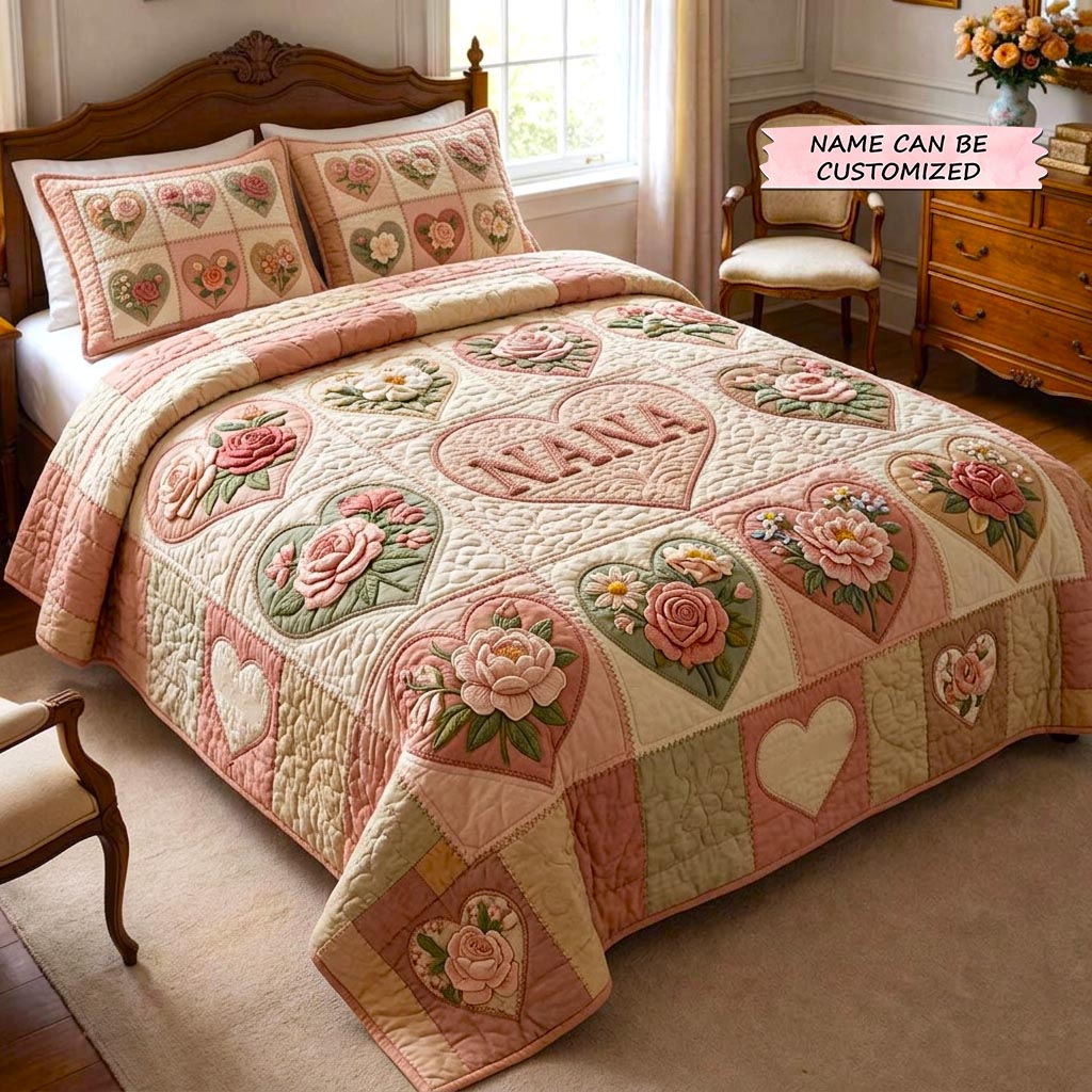 Floral Love Quilted Bedding Set Floral Garden Coverlet Set Top Home Decor Gifts