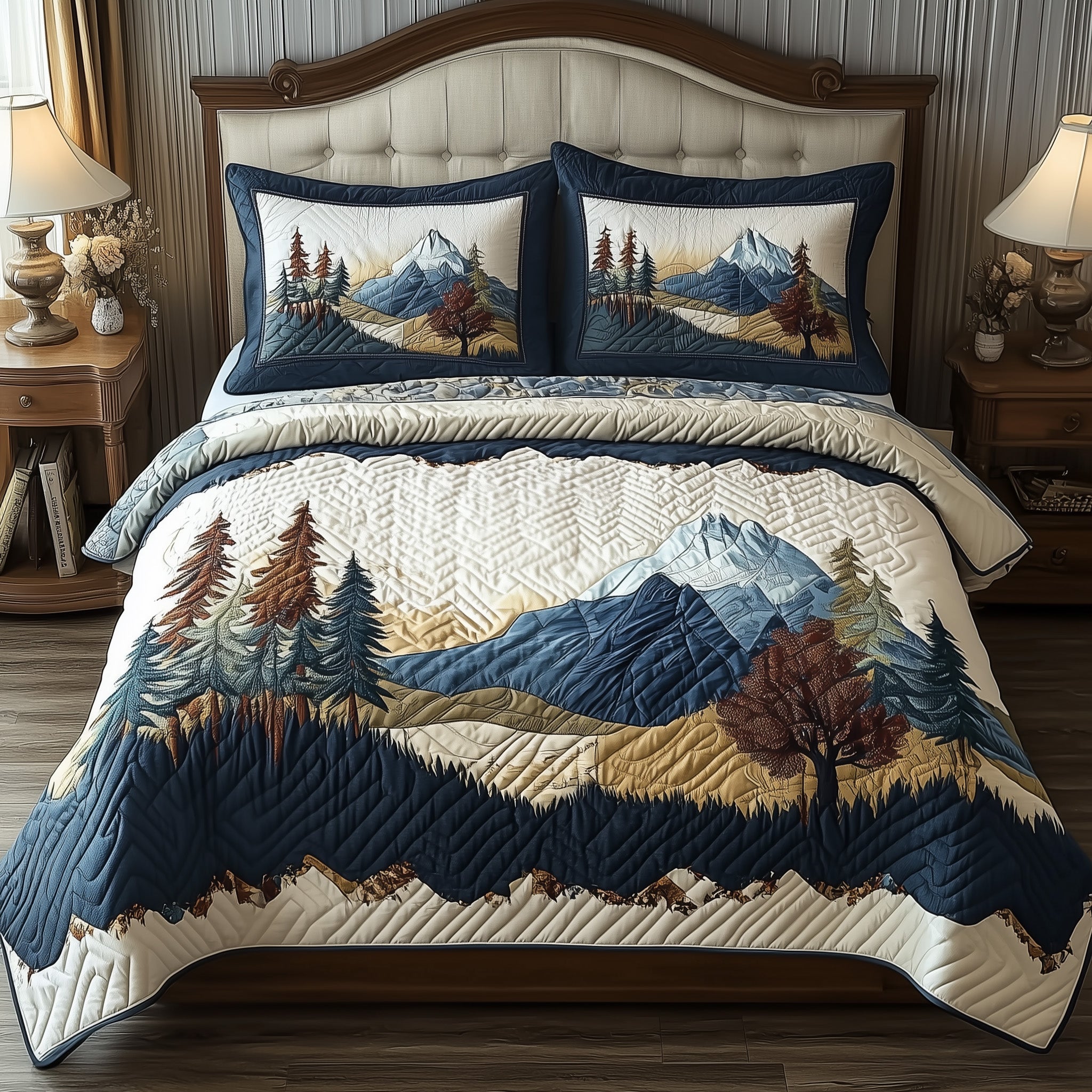 Forest Vibe Quilted Bedding Set Woodland Serenity Coverlet Set Decor Gift