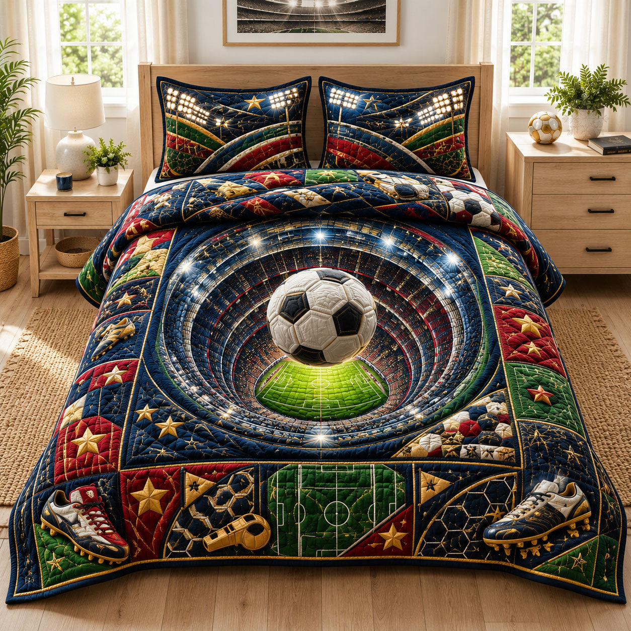 Galaxy Stadium Spin Quilted Bedding Set Rustic Lifestyle Coverlet Set Present For New Home