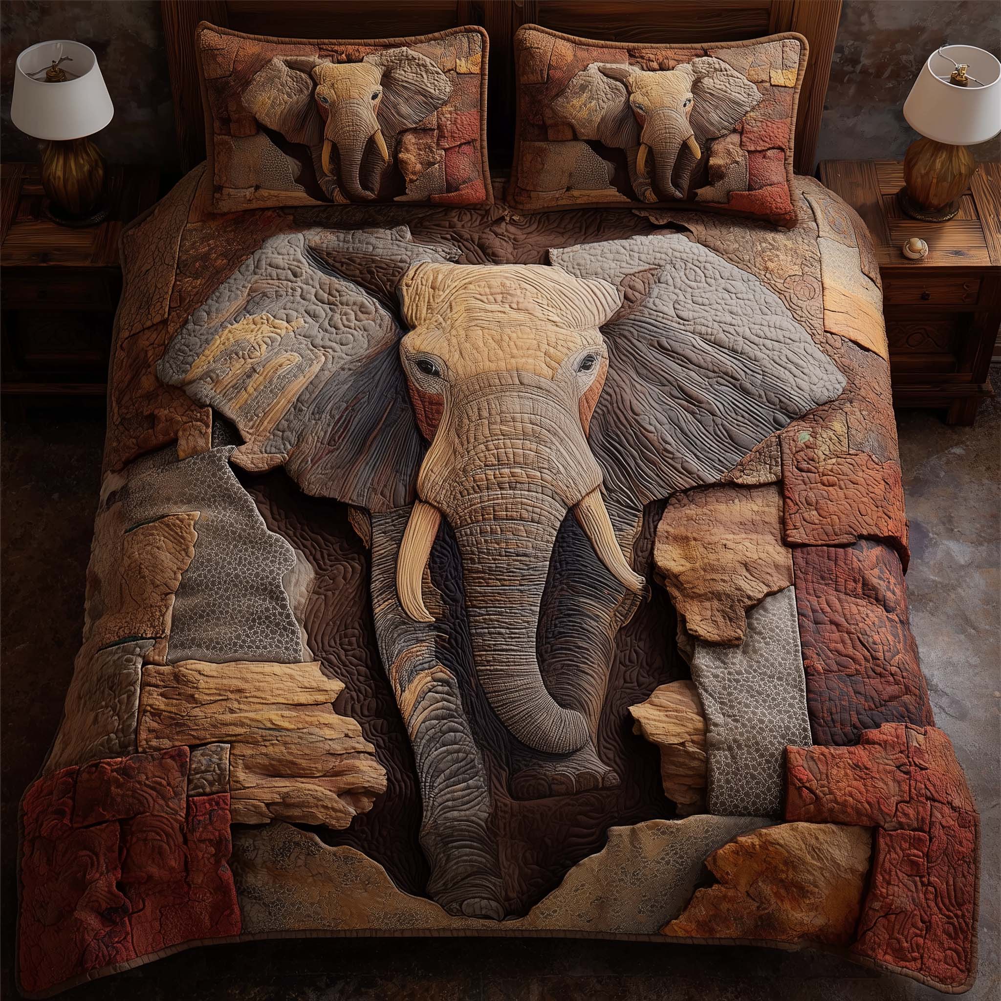 Gentle Jumbo Quilted Bedding Set Rustic Lifestyle Coverlet Set Gift For Room Decor