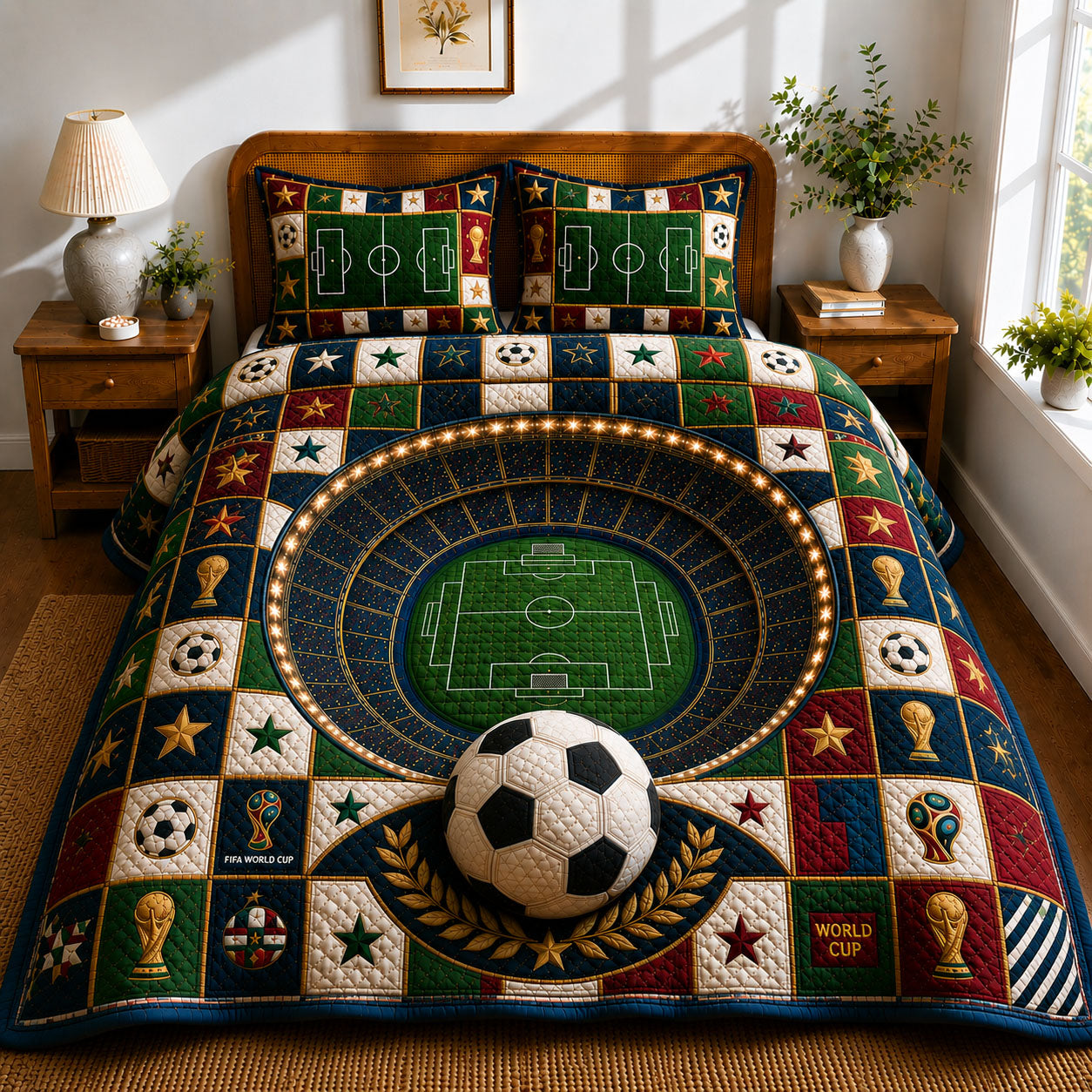 Global Soccer Quilted Bedding Set Soccer Fan Coverlet Set Great Home Decor Finds
