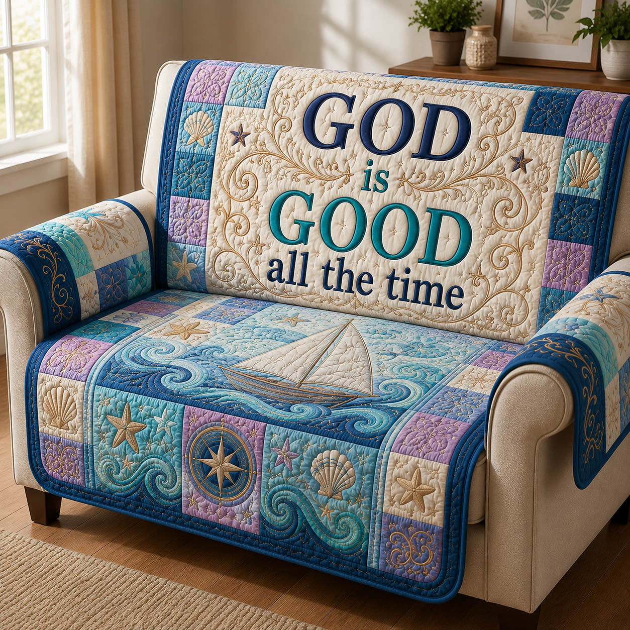 God Is Good All The Time Quilted Sofa Cover God Is Quilted Couch Cover Gift For New Home