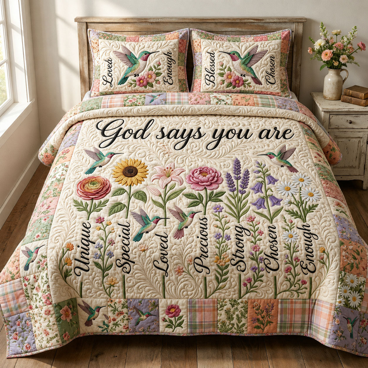 God Says You Are Quilted Bedding Set Rustic Lifestyle Coverlet Set Home Decor Finds