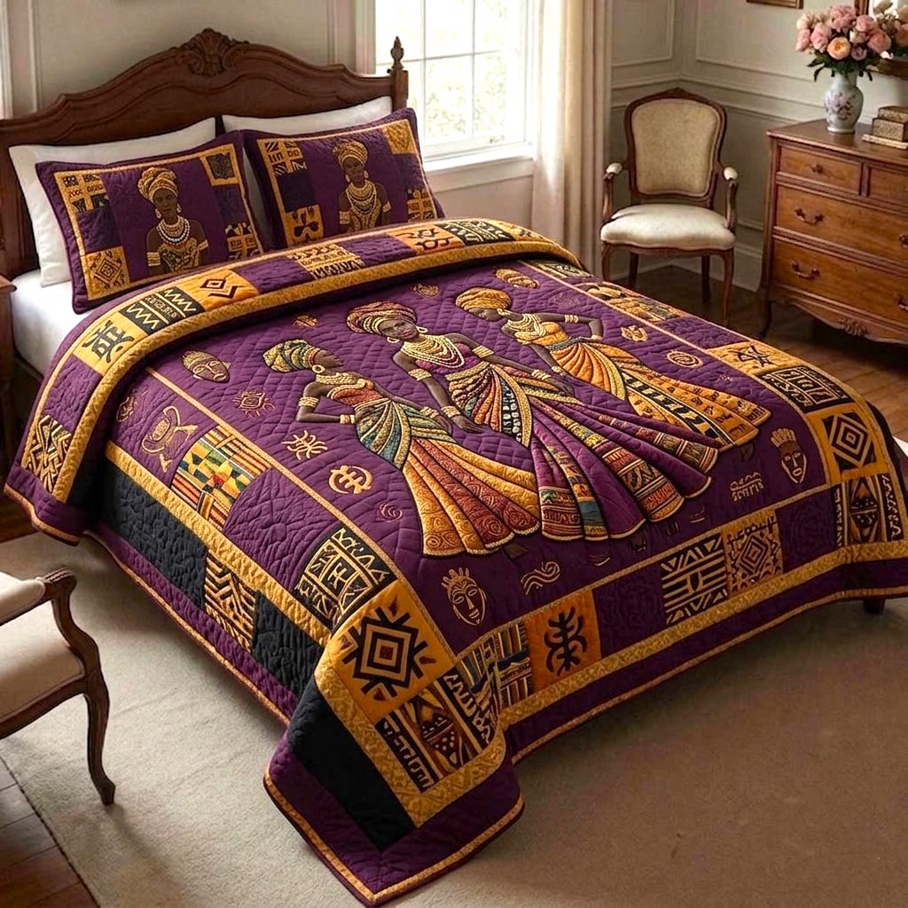 Golden Queen Quilted Bedding Set Rustic Lifestyle Coverlet Set Gifts For Room Decor